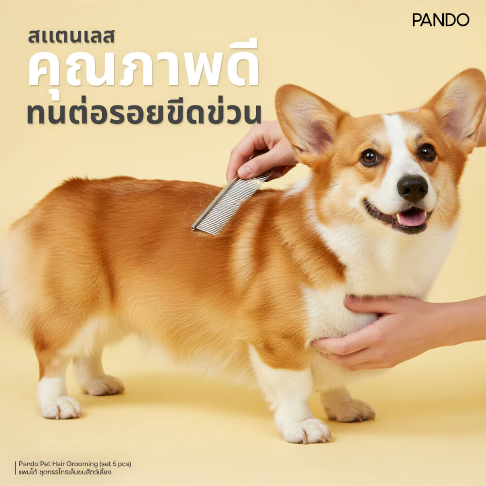 ชุดกรรไกรตัดเล็บและขนสัตว์เลี้ยง PANDO ชุด 5 ชิ้น